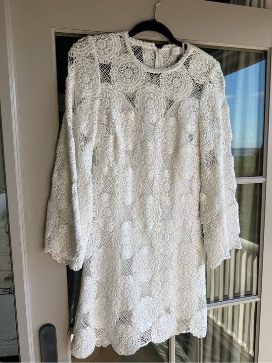 Zimmermann Dresses & Skirts - Zimmermann White Crochet Lace Long-Sleeve Mini Dress